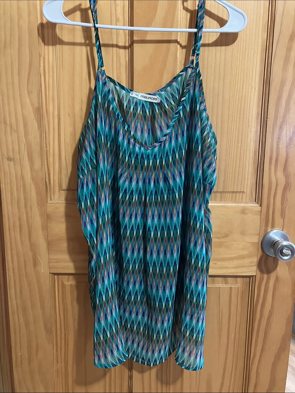 Maurices Teal and Blue Zigzag Spaghetti Strap Top